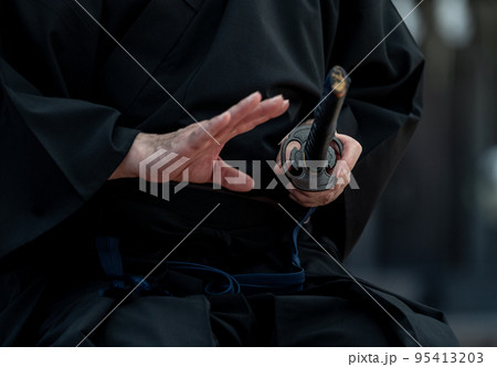 日本刀を構える人物 日本刀を構える人物 95413203