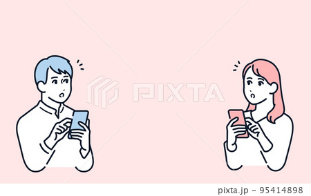 何かに気付く若い男女のベクターイラスト素材 95414898