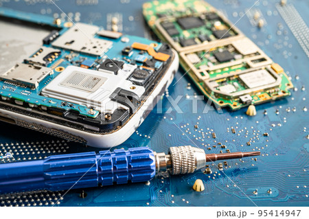 Repairing and upgrade mobile phone, electronic, computer hardware and technology concept. 95414947