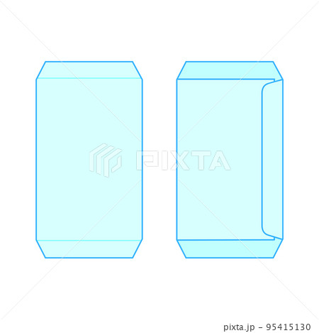 上と下が封緘されていない水色の封筒の表面と裏面 95415130
