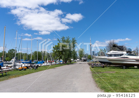 Toronto, Ontario, Canada - July 30 2021 : Toronto Island Marina. Toronto, Ontario, Canada - July 30 2021 : Toronto Island Marina. 95416125