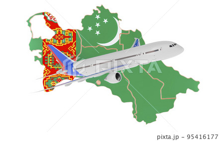 Flights to Turkmenistan, travel concept. 3D rendering 95416177