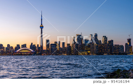 Toronto City downtown twilight skyline panorama. Ontario, Canada. 95416194