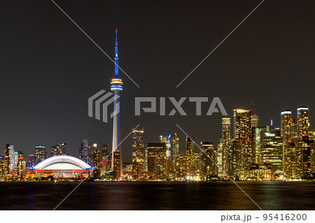 Night view of Toronto City downtown skyline panorama. Ontario, Canada. 95416200