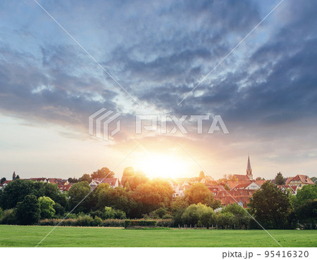 Freiberg am Neckar On the Sunset. Small European town in Baden Wurttemberg, Germany, Europe. Nekar river, southwestern Germany Freiberg am Neckar On the Sunset. Small European town in Baden Wurttemberg, Germany, Europe. Nekar river, southwestern Germany 95416320