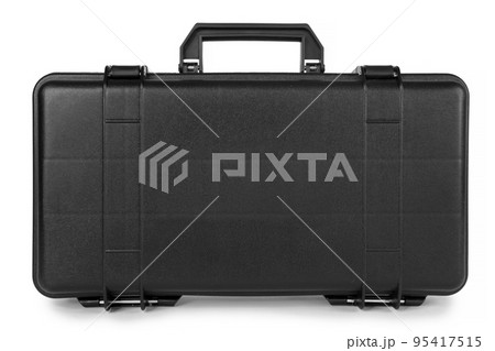 Black rectangular plastic tool box isolated on white background 95417515