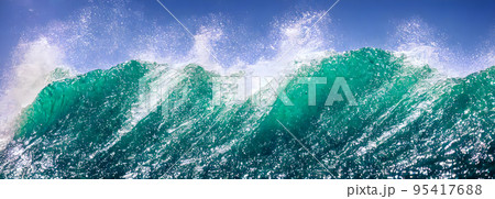 Ocean waves surface texture. Abstract blue water background with splashes of sea foam. 3d Ocean waves surface texture. Abstract blue water background with splashes of sea foam. 3d 95417688