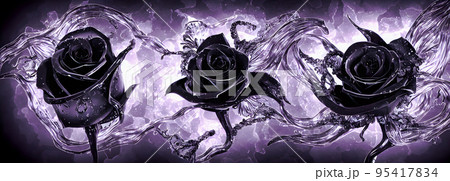 Abstract background. Flower underwater. Roses. Banner size. 95417834