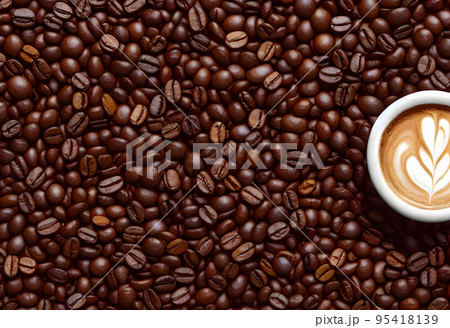 Coffee beans background. Banner size. 3d image Coffee beans background. Banner size. 3d image 95418139