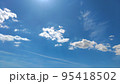 秋の青空に浮かぶ白い雲 95418502