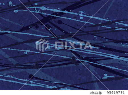 多彩なペイントが流れ飛ぶ、ドロップで描いた鉄紺色の和紙 多彩なペイントが流れ飛ぶ、ドロップで描いた鉄紺色の和紙 95419731