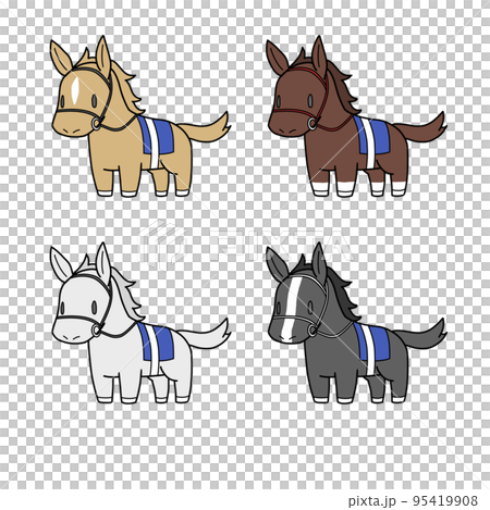 競走馬のイラスト4パターンセット 95419908
