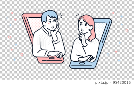 Vector illustration material of a couple making an online call 95420016
