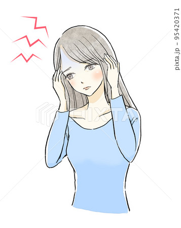 激しい頭痛で苦しむ若い女性2 激しい頭痛で苦しむ若い女性2 95420371