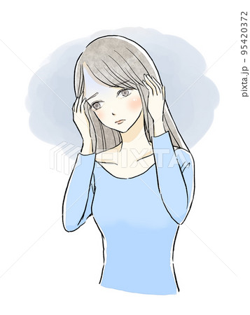 頭痛やストレスでこめかみを押さえる女性2 頭痛やストレスでこめかみを押さえる女性2 95420372
