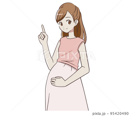 人差し指を立てる妊婦 人差し指を立てる妊婦 95420490