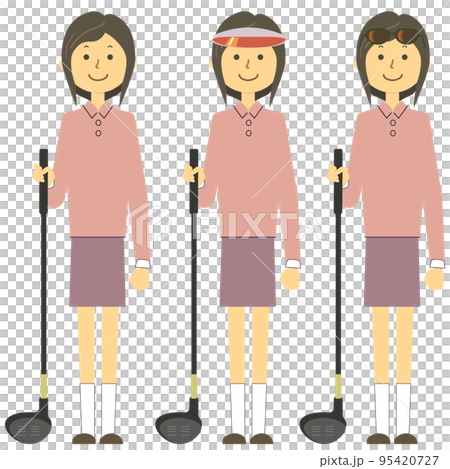 女性ゴルファーその二　ベクター素材 95420727