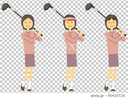 Female golfer swinging Part 2 Vector material Female golfer swinging Part 2 Vector material 95420728