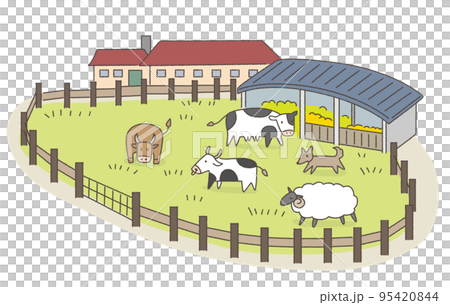 farm with cows and sheep 95420844