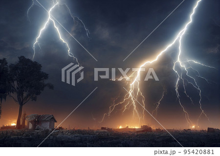 Lightning and Cemetery Lightning and Cemetery 95420881