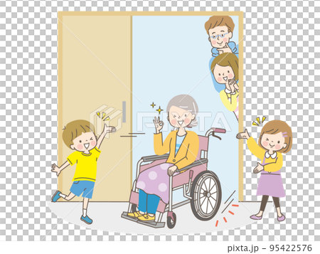 Senior woman in wheelchair and barrier-free housing 95422576