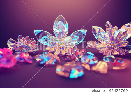 クリスタル 花 宝石 綺麗 アクセサリー ジュエルのイラスト素材 