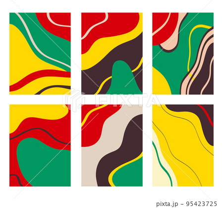 Collection of multicolored abstract paintings against white background 95423725