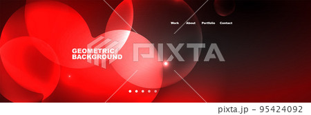 Neon glowing bubbles, circles magic energy space light concept, abstract background wallpaper design 95424092