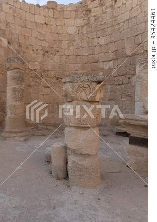 Mount Herodion and the ruins of the fortress of King Herod inside an artificial crater. The Judaean Desert, West Bank. Mount Herodion and the ruins of the fortress of King Herod inside an artificial crater. The Judaean Desert, West Bank. 95424461