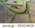 farm fields in summer end, aerial view 95424626