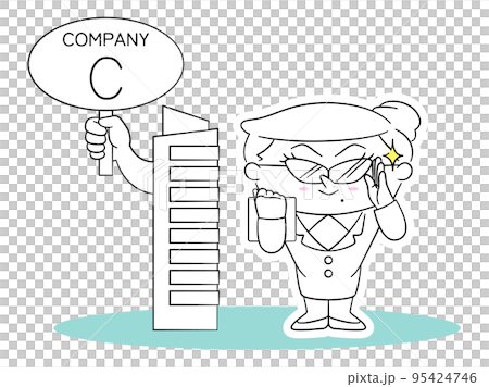 Set of office building and business woman Set of office building and business woman 95424746