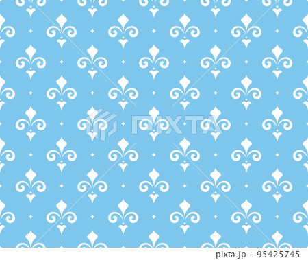 Flower geometric pattern. Seamless vector background. White and blue ornament Flower geometric pattern. Seamless vector background. White and blue ornament 95425745