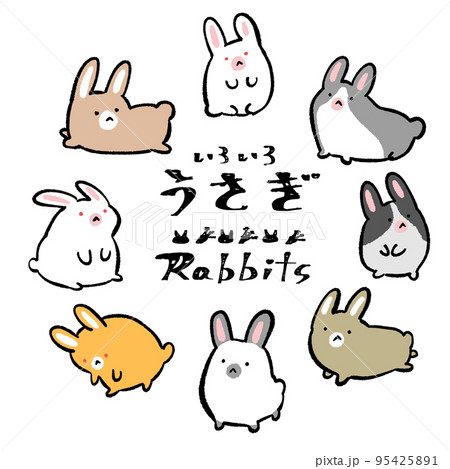 いろいろなうさぎのイラストセットのイラスト素材 [95425891] - PIXTA