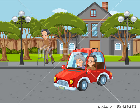Senior couple driving car Senior couple driving car 95426281