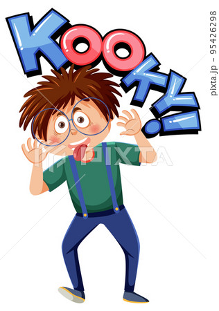 Playful cartoon character with kooky word expression 95426298