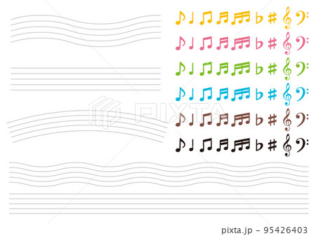音符と五線譜のイラストセット 音符と五線譜のイラストセット 95426403