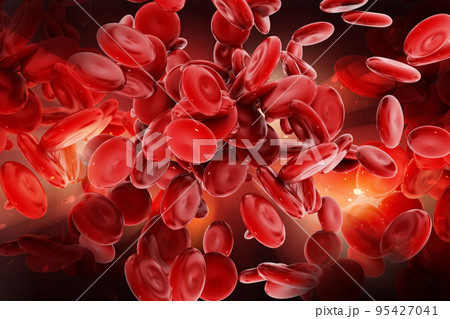 3d rendered streaming blood cells on color background 3d rendered streaming blood cells on color background 95427041