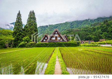 Traditional and Historical Japanese village Shirakawago in Gifu Prefecture Japan, Gokayama has been inscribed on the UNESCO World Heritage List due to its traditional Gassho-zukuri houses. Traditional and Historical Japanese village Shirakawago in Gifu Prefecture Japan, Gokayama has been inscribed on the UNESCO World Heritage List due to its traditional Gassho-zukuri houses. 95427470