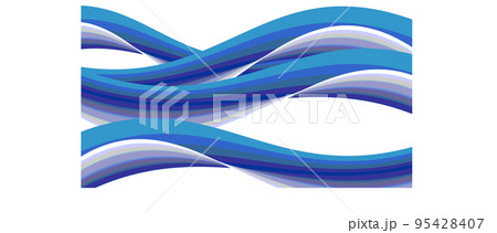 背景素材 青い海の波のような滑らかでモダンな曲線のデザイン ベクター 95428407