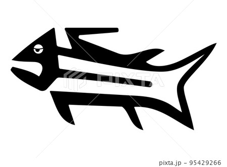 Geoglyph of the fish from Nazca with glass of beer Geoglyph of the fish from Nazca with glass of beer 95429266