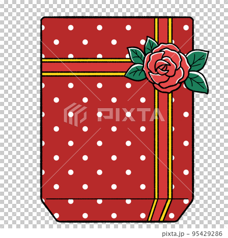 Dotted rectangular gift with rose flower decoration 95429286