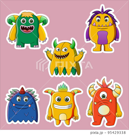 sticker set of cute little monsters 95429338