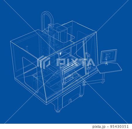 Metalworking CNC milling machine. Vector Metalworking CNC milling machine. Vector 95430351