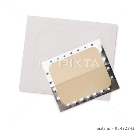 Top view of unused medical nicotine patch 95432242