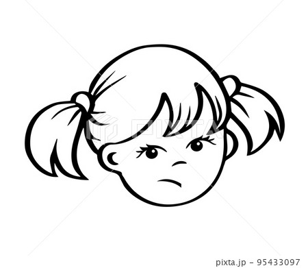 Sad face of a little girl on a white background Sad face of a little girl on a white background 95433097
