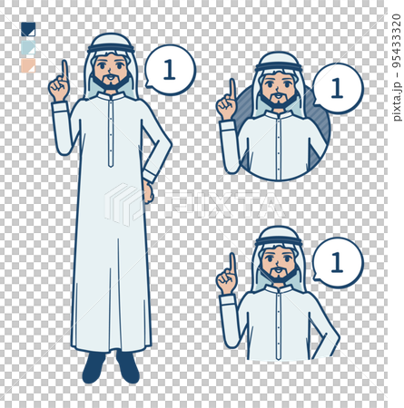 一名身穿白色服裝的阿拉伯男子的插圖數 1 95433320