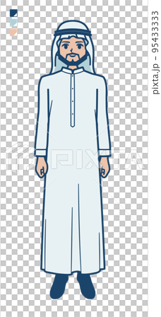 身穿白色服裝的阿拉伯男子全身剪裁 95433333