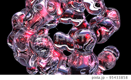 3D rendering abstract artistic surreal object based on metabolic spheres in the process of fusion 95433858