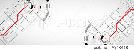 Abstract half-circle technology circuit board. Communication concept. 95434109