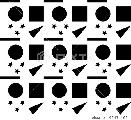 Seamless vector pattern made of black geomentric shapes on white 95434165